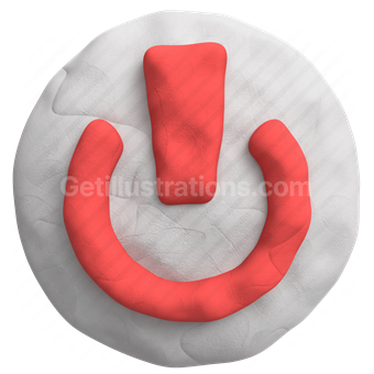 power button, power icon, onoff switch, red symbol, circular shape, white background